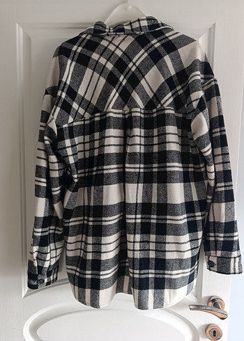 siyah beyaz  Ekose Düğmeli Kadın Gömlek - Görsel 3