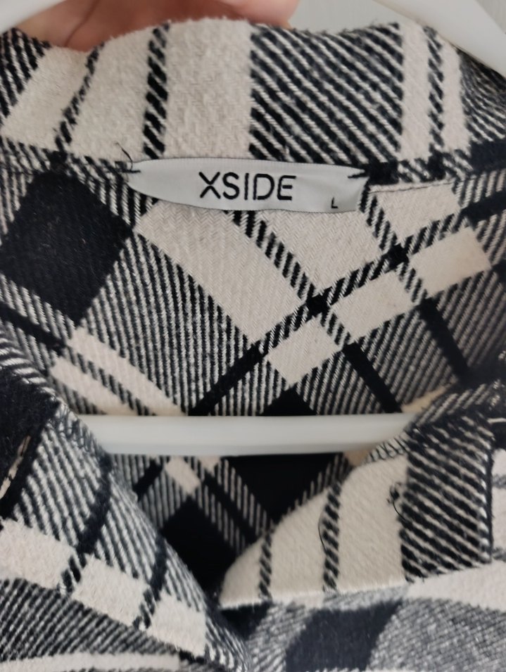 siyah beyaz  Ekose Düğmeli Kadın Gömlek - Görsel 4