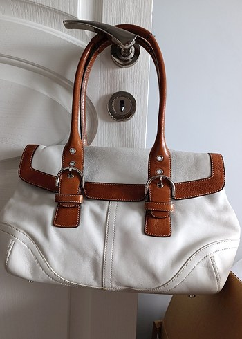 Klasik Deri Tokalı Beyaz Kadın Çanta - Görsel 2