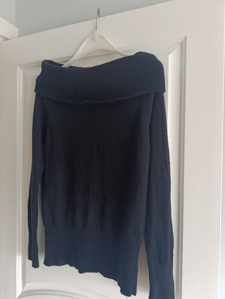 Siyah Kadın Yüksek Yakalı Triko Kazak - Görsel 3