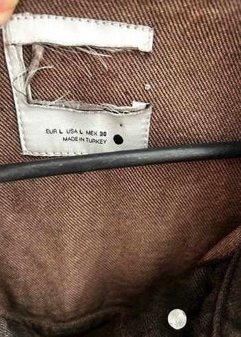 Düğmeli Kahverengi Kadın Denim Ceket zara etiketi kesik - Görsel 2