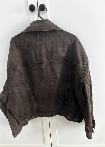 Düğmeli Kahverengi Kadın Denim Ceket zara etiketi kesik - Görsel 3