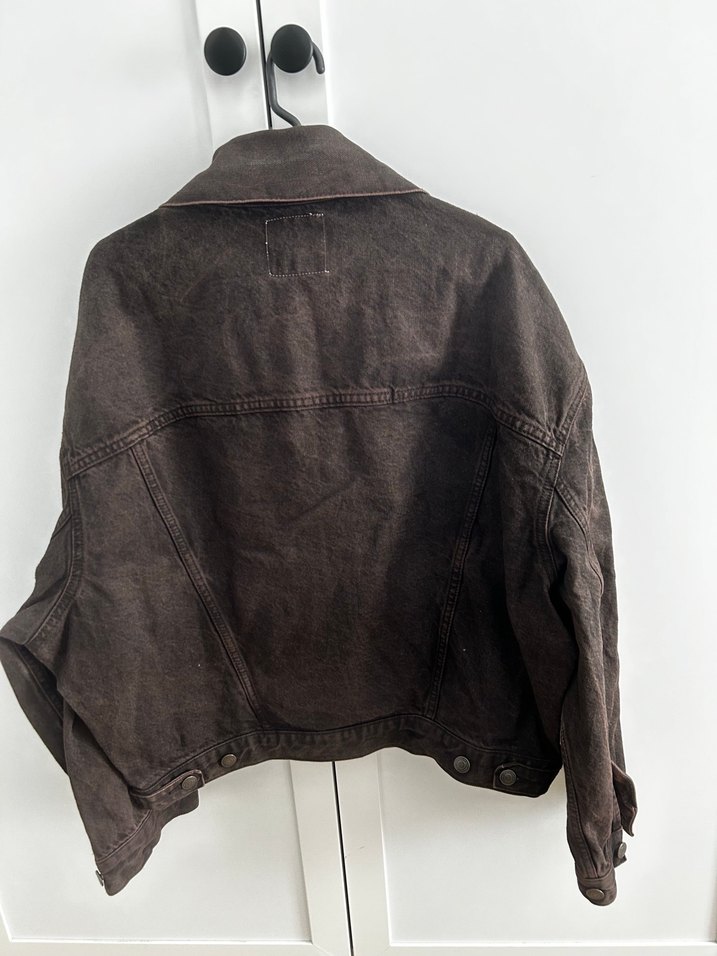 Düğmeli Kahverengi Kadın Denim Ceket zara etiketi kesik - Görsel 3