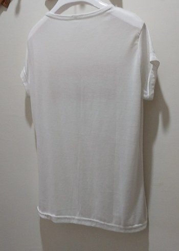 l Beden beyaz Renk Beyaz Baskılı Tişört Tshirt