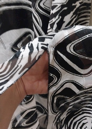 Pareo Şifon Deniz Elbisesi Yarı-Transparan Siyah Beyaz XL- XXL - Görsel 5