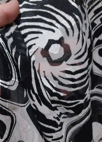 Pareo Şifon Deniz Elbisesi Yarı-Transparan Siyah Beyaz XL- XXL - Görsel 8