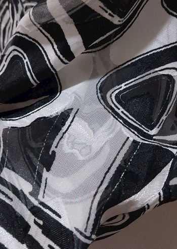 Pareo Şifon Deniz Elbisesi Yarı-Transparan Siyah Beyaz XL- XXL - Görsel 10