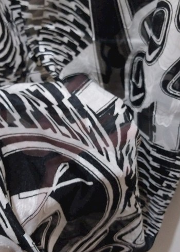 Pareo Şifon Deniz Elbisesi Yarı-Transparan Siyah Beyaz XL- XXL - Görsel 11