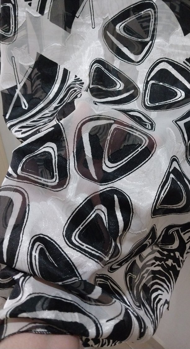 Pareo Şifon Deniz Elbisesi Yarı-Transparan Siyah Beyaz XL- XXL - Görsel 4