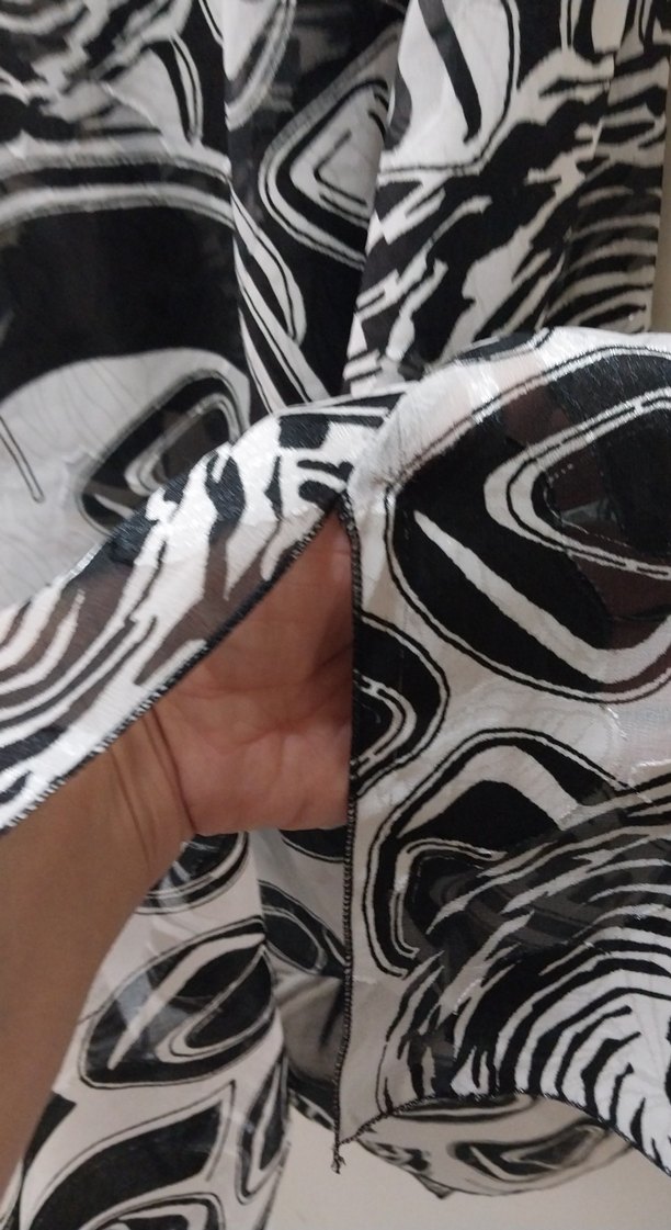 Pareo Şifon Deniz Elbisesi Yarı-Transparan Siyah Beyaz XL- XXL - Görsel 5