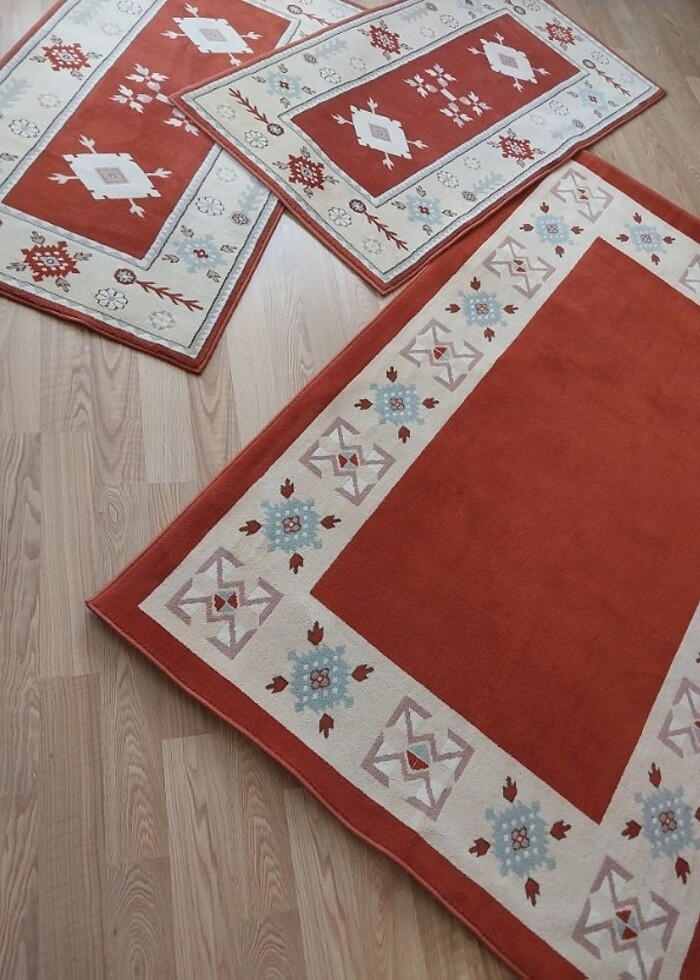 Yünser Hakiki Yün Halı Yolluk Takımı Üçlü Set - Görsel 2