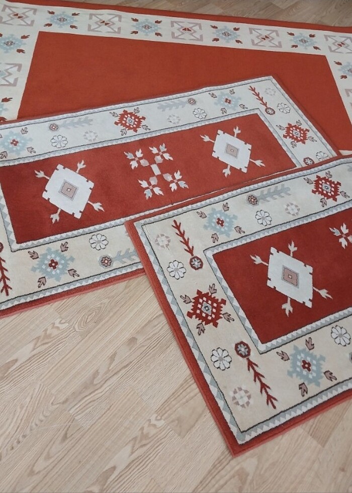 Yünser Hakiki Yün Halı Yolluk Takımı Üçlü Set - Görsel 3