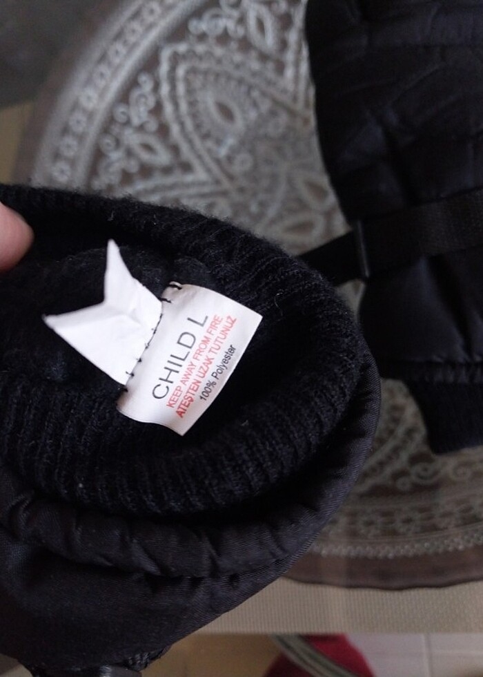 Siyah Kar Kayak Eldiveni Cırtlı İçi Polar Çocuk L beden - Görsel 2