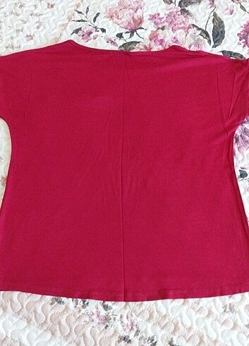 l Beden Kırmızı Bluz Likralı Süs Fermuar Cep Detaylı L XL