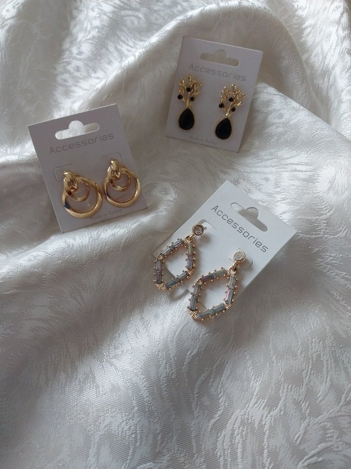 Uzun Mor Taşlı Kadın Küpe 1 adt - Görsel 3