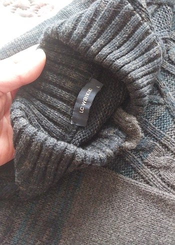 Sıfır Gibi Gri Örgü Erkek Kazak, Yüksek Yaka, Düğmeli - Görsel 8