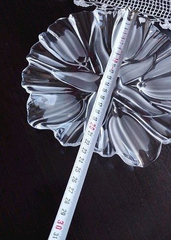 Vintage Lale Çiçek Desenli Şeffaf Cam Tabak Sunumluk - Görsel 3