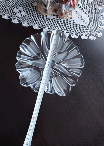 Vintage Lale Çiçek Desenli Şeffaf Cam Tabak Sunumluk - Görsel 4