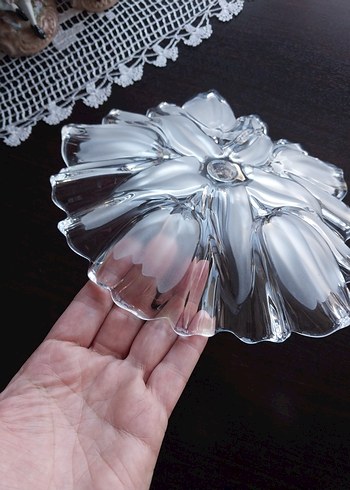 Vintage Lale Çiçek Desenli Şeffaf Cam Tabak Sunumluk - Görsel 5