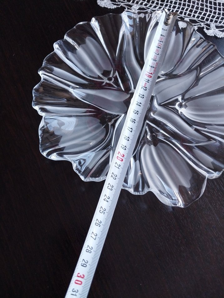 Vintage Lale Çiçek Desenli Şeffaf Cam Tabak Sunumluk - Görsel 3