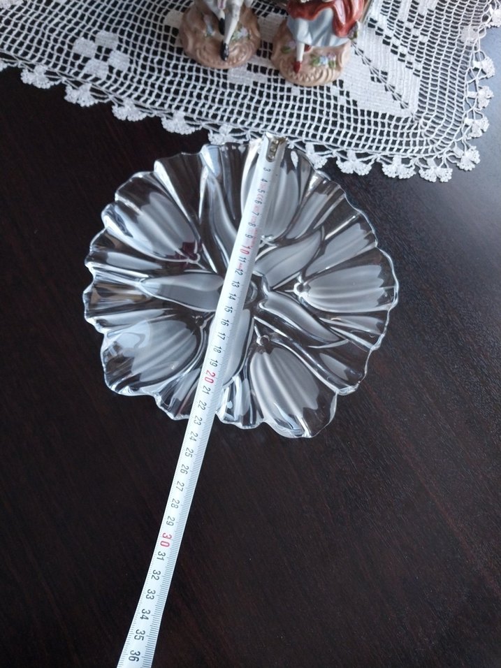 Vintage Lale Çiçek Desenli Şeffaf Cam Tabak Sunumluk - Görsel 4