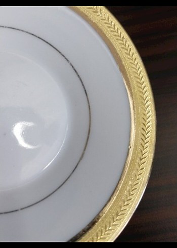 Antika Altın Kenarlı Beyaz Tabak - Görsel 3