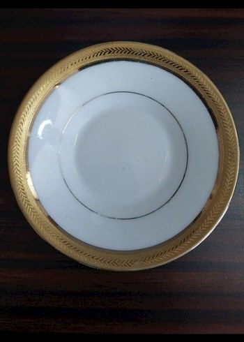 Antika Altın Kenarlı Beyaz Tabak - Görsel 4