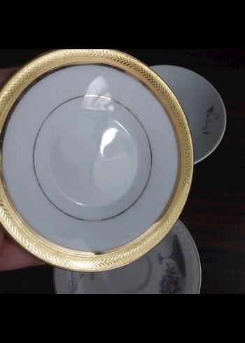 Antika Altın Kenarlı Beyaz Tabak - Görsel 5