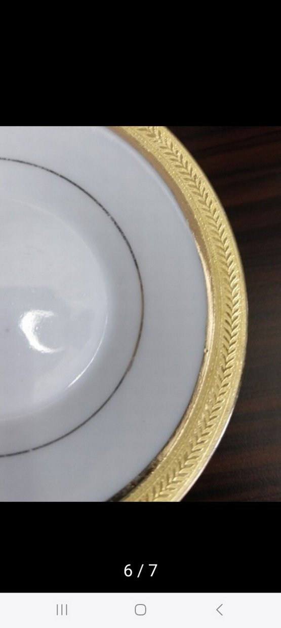 Antika Altın Kenarlı Beyaz Tabak - Görsel 3