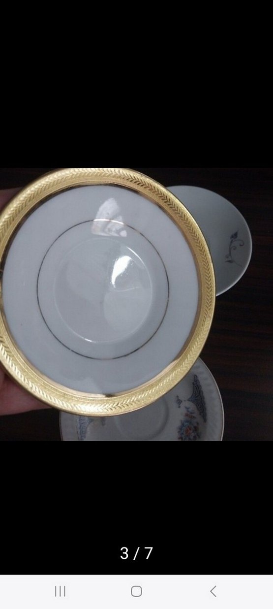 Antika Altın Kenarlı Beyaz Tabak - Görsel 5