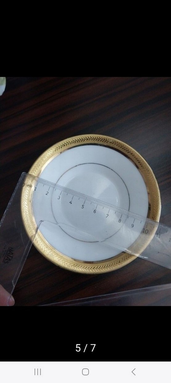 Antika Altın Kenarlı Beyaz Tabak - Görsel 2