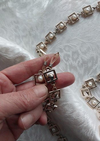 İncili zincir kolye 1 metre - Görsel 6