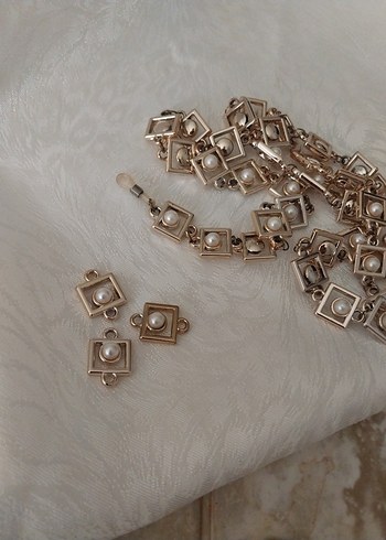 İncili zincir kolye 1 metre - Görsel 7