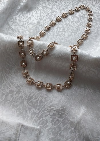 İncili zincir kolye 1 metre - Görsel 3