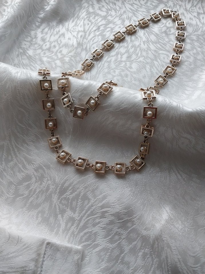 İncili zincir kolye 1 metre - Görsel 3