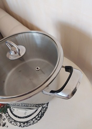 Cam Kapak Paslanmaz Tencere 24x14 cm Bilge Çelik Çift Taban - Görsel 2