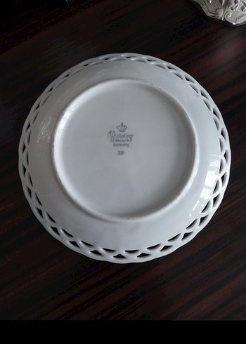 Vintage Çiçek Desenli Ajurlu Porselen Dekor Tabak 17 cm - Görsel 5