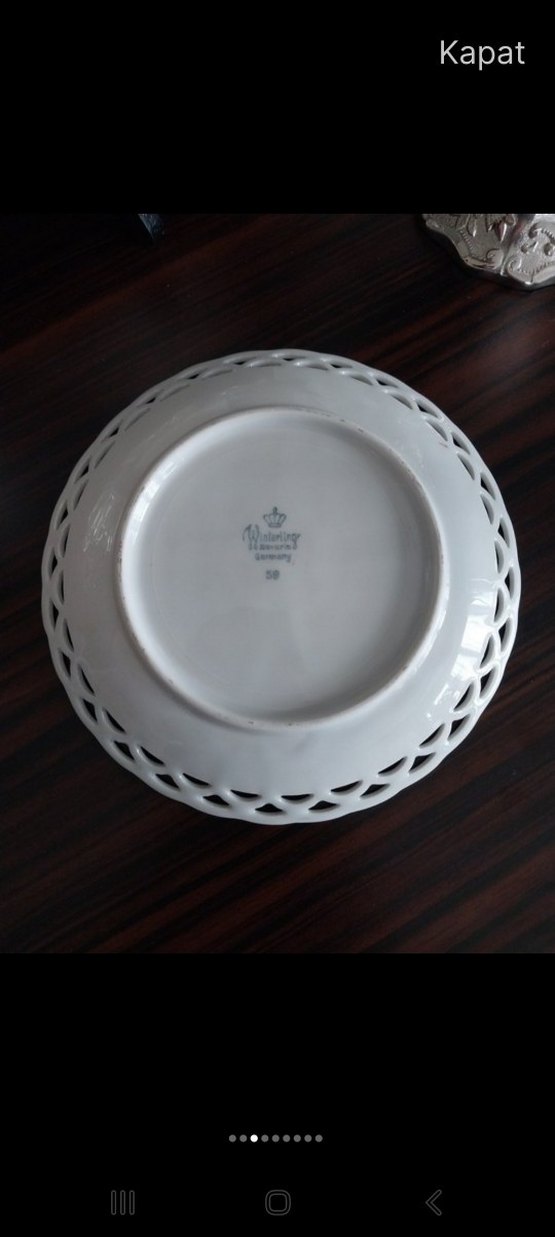 Vintage Çiçek Desenli Ajurlu Porselen Dekor Tabak 17 cm - Görsel 5