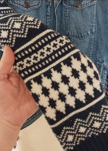 Desenli Triko Kollu Bershka Erkek Kaban L BEDEN - Görsel 4