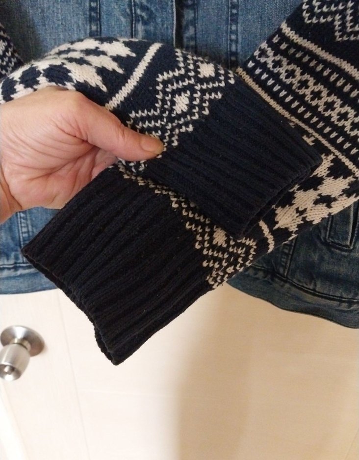 Desenli Triko Kollu Bershka Erkek Kaban L BEDEN - Görsel 3