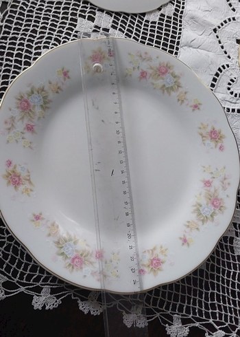 Antika Pastel Çiçek Desen İnce Porselen Tabak Seti Pasta Takımı - Görsel 7