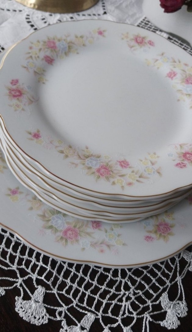 Antika Pastel Çiçek Desen İnce Porselen Tabak Seti Pasta Takımı - Görsel 4