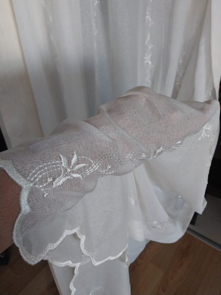 Nakışlı Keten Tül 2 Kanat - Görsel 5