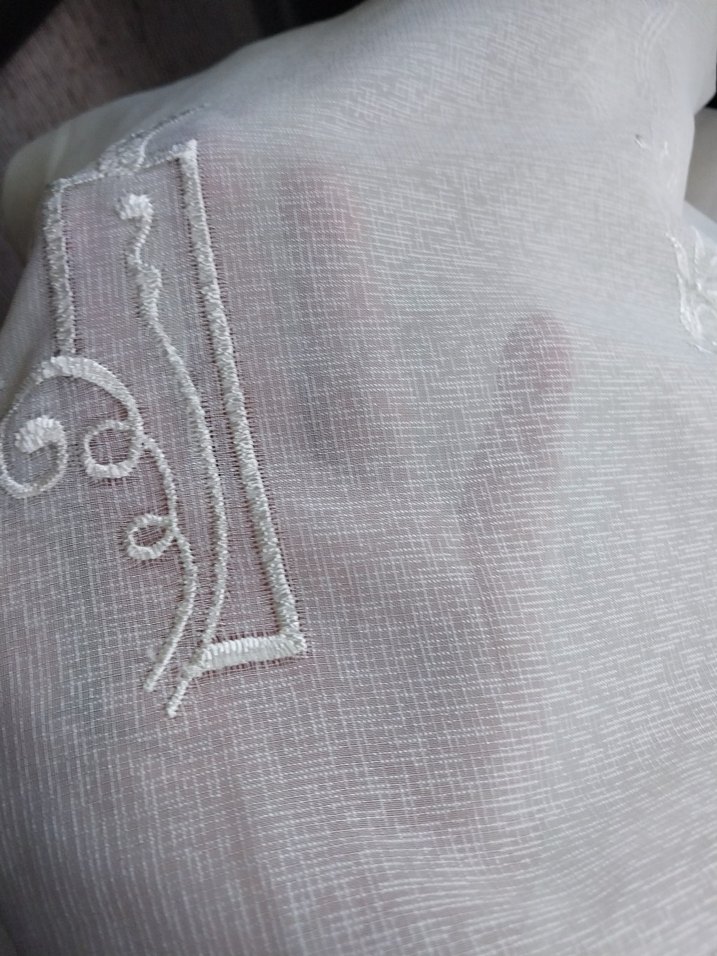 Nakışlı Keten Tül 2 Kanat - Görsel 2