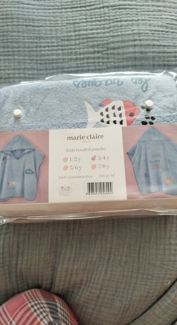 Kapüşonlu Erkek Çocuk Bornozu Mavi - Görsel 4