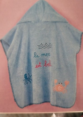 Kapüşonlu Mavi Erkek Çocuk Bornozu - Görsel 2