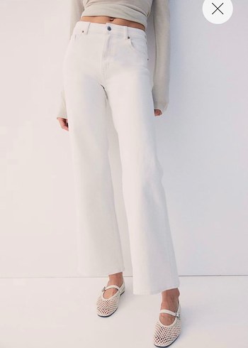 Beyaz wide Leg jean