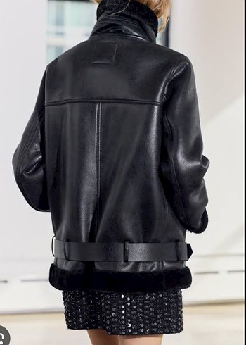 Zara Zara Siyah Kürklü Acı kahve Biker Deri Ceket
