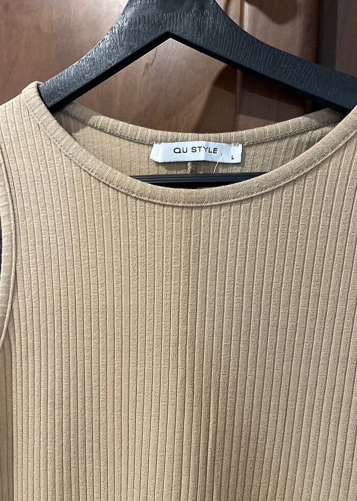 Penye mıdı boy elbıse camel renk - Görsel 2