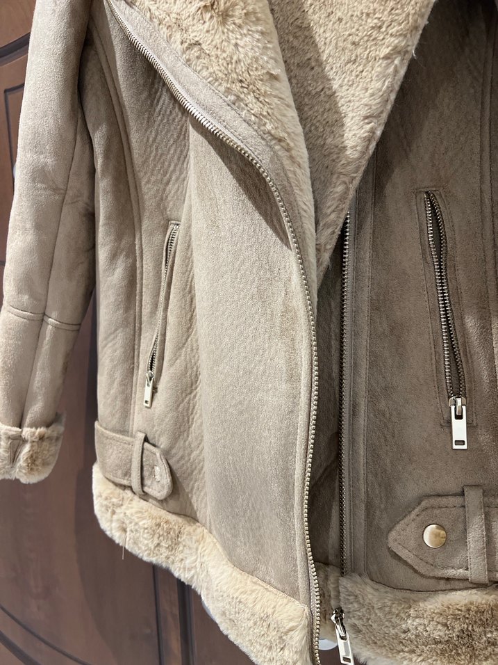 Vizon Süet Kürklü Kadın Ceket - Görsel 4